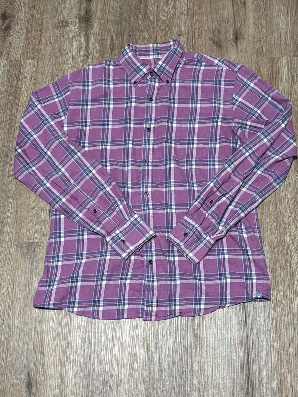 Peter Millar Plaid Long Sleeve Button-Up Shirt M Purple